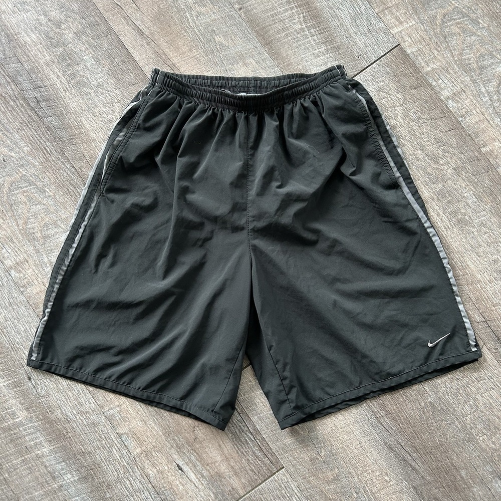Y2K Nike Baggy Striped Black Baggy Shorts With Liner Running Large